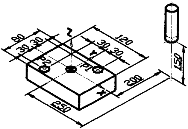 銑床─銑床項 丙級 CNC 銑床-程式製作 第 25 題 題目 圖片